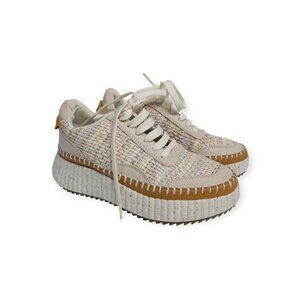 Universal thread Knit Woven Chunky Sneaker Cream and Orange Fashion Shoe SZ 6